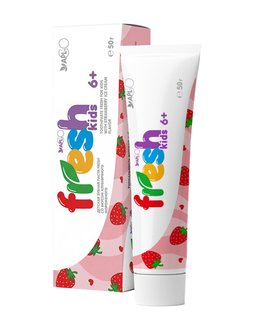 6 жастан асқан балаларға арналған құлпынай балмұздақ дәмді fresh® балалар тіс пастасы